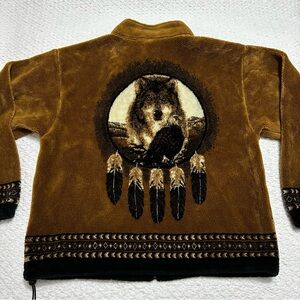 Vintage Outback Trading Company Fleece Jacket Dreamcatcher Wolf Size Large